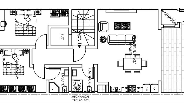 Ta' Xbiex, 1st Floor 2 Bedroom * Finished apartment with Yard 