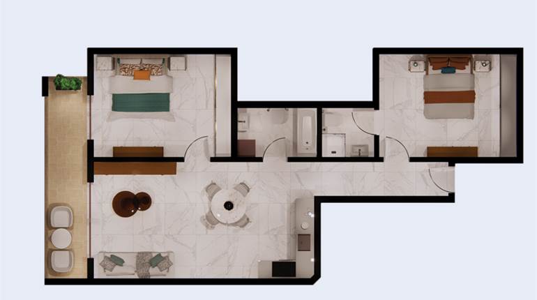 Qawra - 2 Bedroom Fully Finished 2nd Floor Apartment Ready Built 