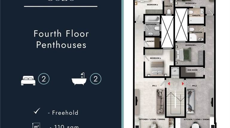 Fontana Gozo - 2 Bedroom Penthouse + Views + Airspace