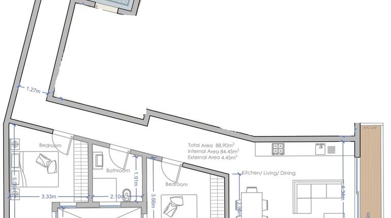 Zabbar - 2 Bedroom First Floor Apartment - Ready Build - Shell Form
