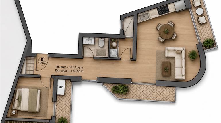 St Paul's Bay - 5th Floor 1 Bedroom Finished Apartment - On Plan