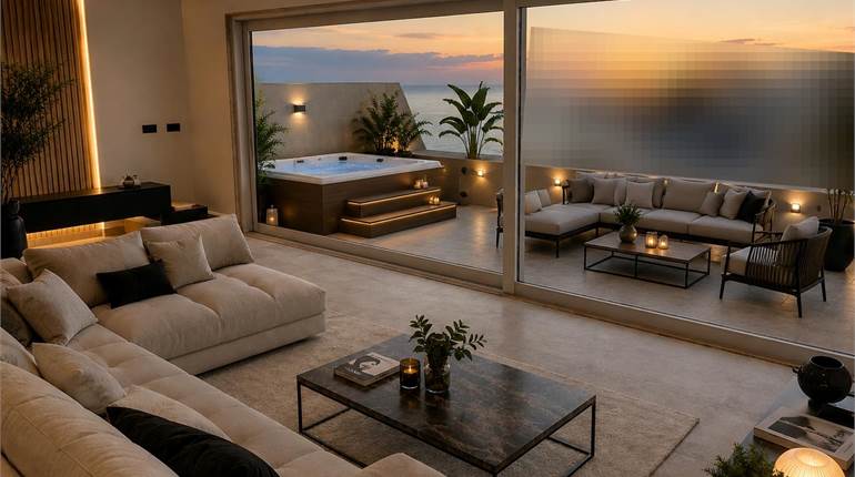 St Paul's Bay - 1 Bedroom Sea Front Penthouse + Terrace + Jacuzzi Ready Built 