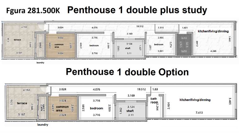 Fgura - 1 Bed + Study Penthouse + Airspace - Finished - On Plan
